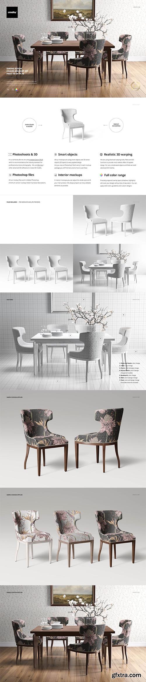 CreativeMarket - Dining Room Chair Mockup Set 3898381