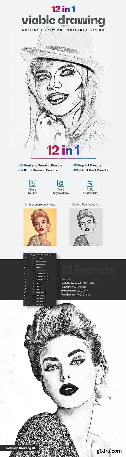 GraphicRiver - Viable Drawing 12 in 1 Photoshop Action 31069493