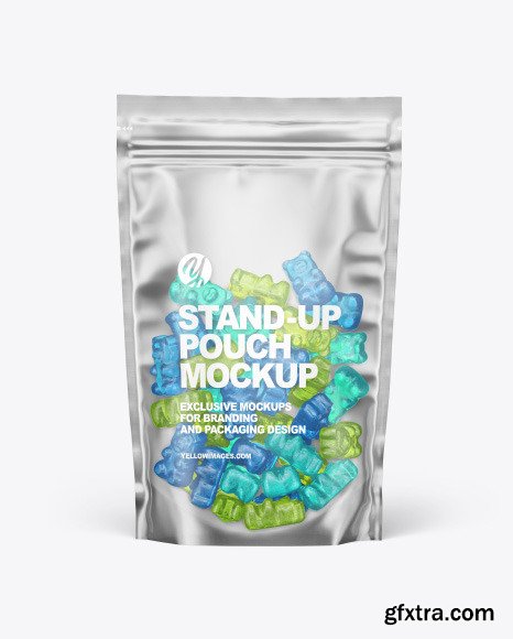 Frosted Stand-up Pouch with Gummies Mockup 78954