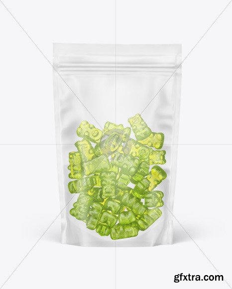 Frosted Stand-up Pouch with Gummies Mockup 78954