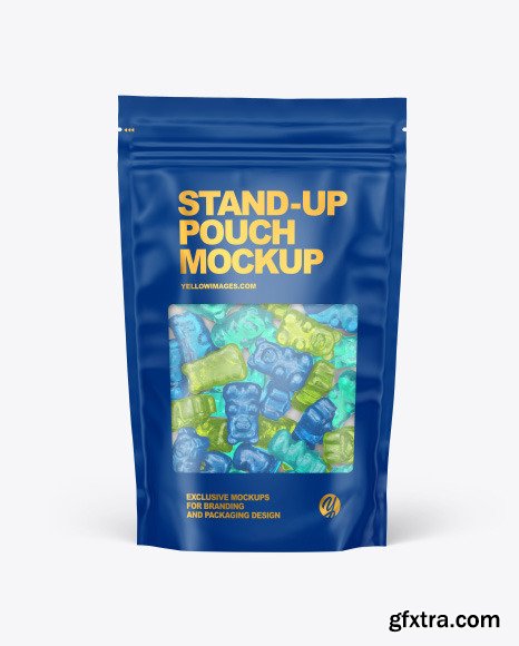 Frosted Stand-up Pouch with Gummies Mockup 78954