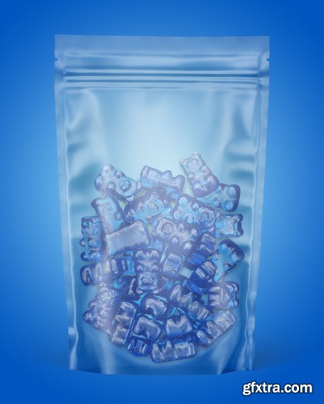 Frosted Stand-up Pouch with Gummies Mockup 78954