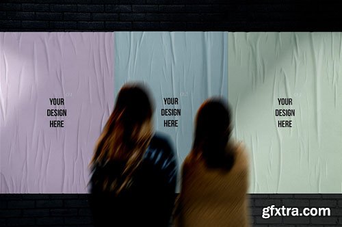 Glued Street Poster PSD Mockup