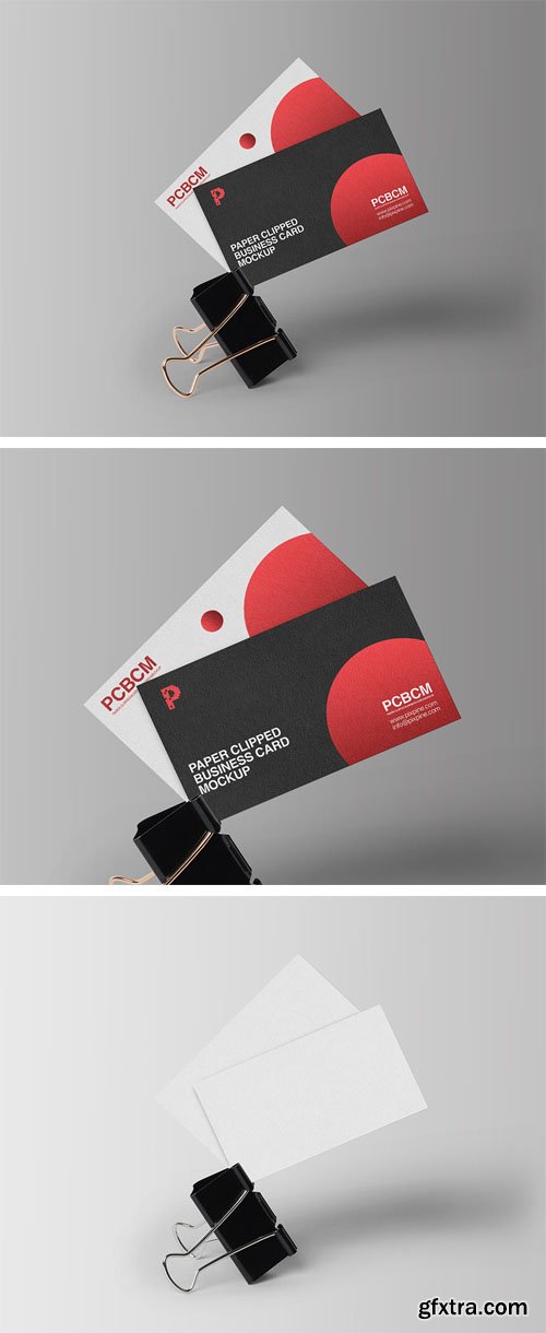 Paper Clipped Business Card PSD Mockup