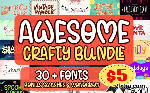 Awesome Crafty Font Bundle [35 Fonts]