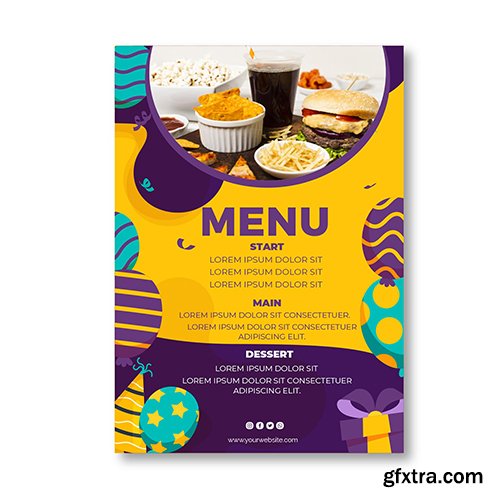 Childrens birthday restaurant menu template