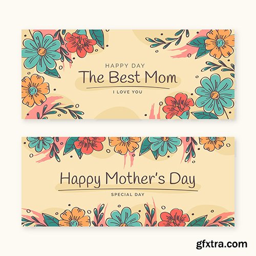 Floral mothers day banners set