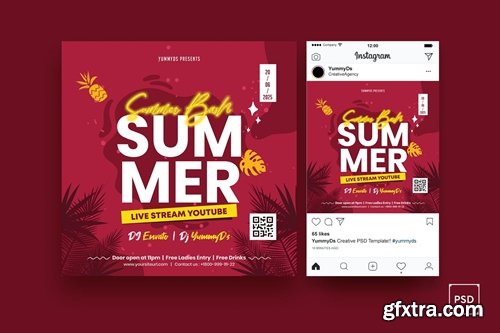 Summer Bash Square Flyer & Instagram Post