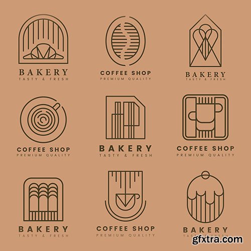 Coffee and pastry shop logo vector set 