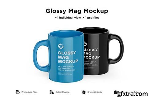 Two glossy mugs mockup