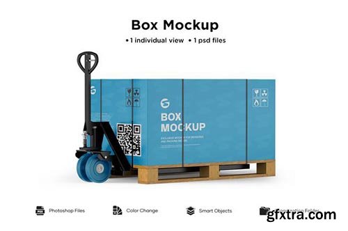 Hand pallet truck paper box mockup