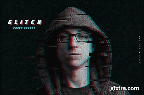 Glitch photo effect template