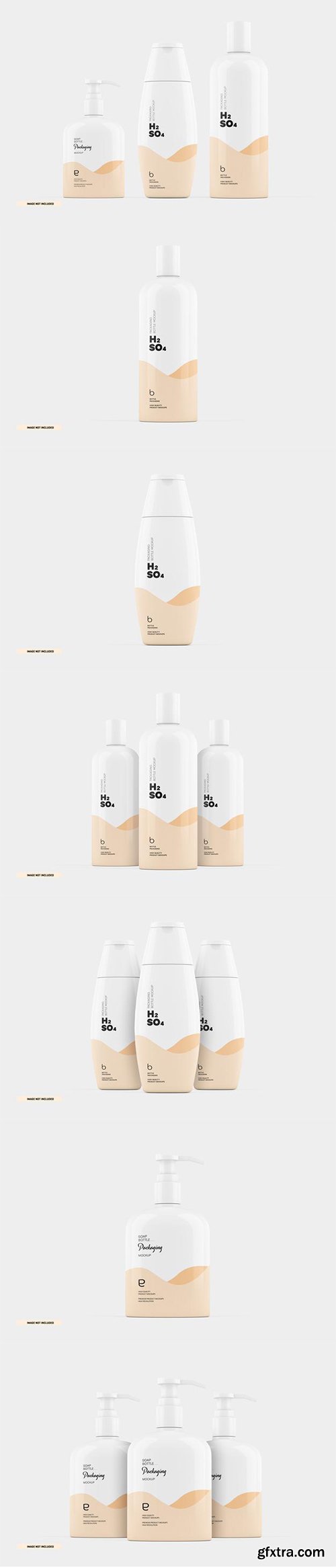 Cosmetics bottle shampoo soap packaging mockup