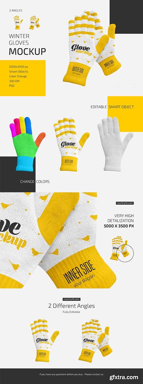 CreativeMarket - Winter Gloves Mockup Set 6016401