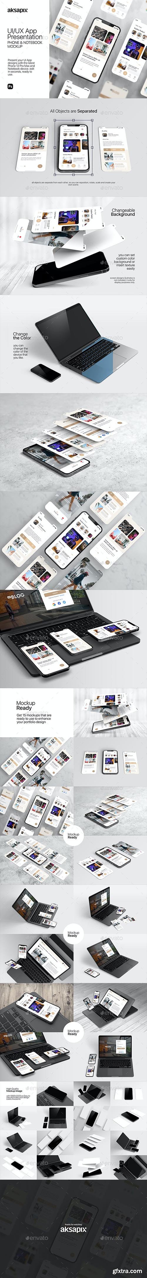 GraphicRiver - UI/UX App Presentation - Phone & Notebook Mockup 30439812