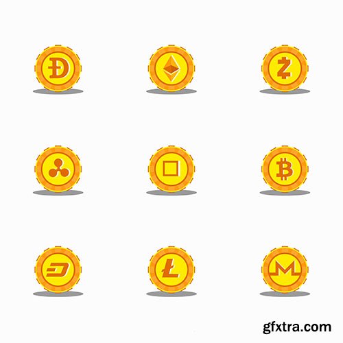 Collection of altcoins icons