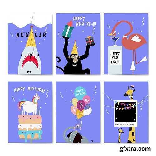 Collection of greeting cards vector 