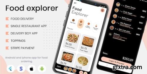 CodeCanyon - Food Explorer v1.0 - Single restaurant Food delivery app with delivery boy in flutter - 29607957