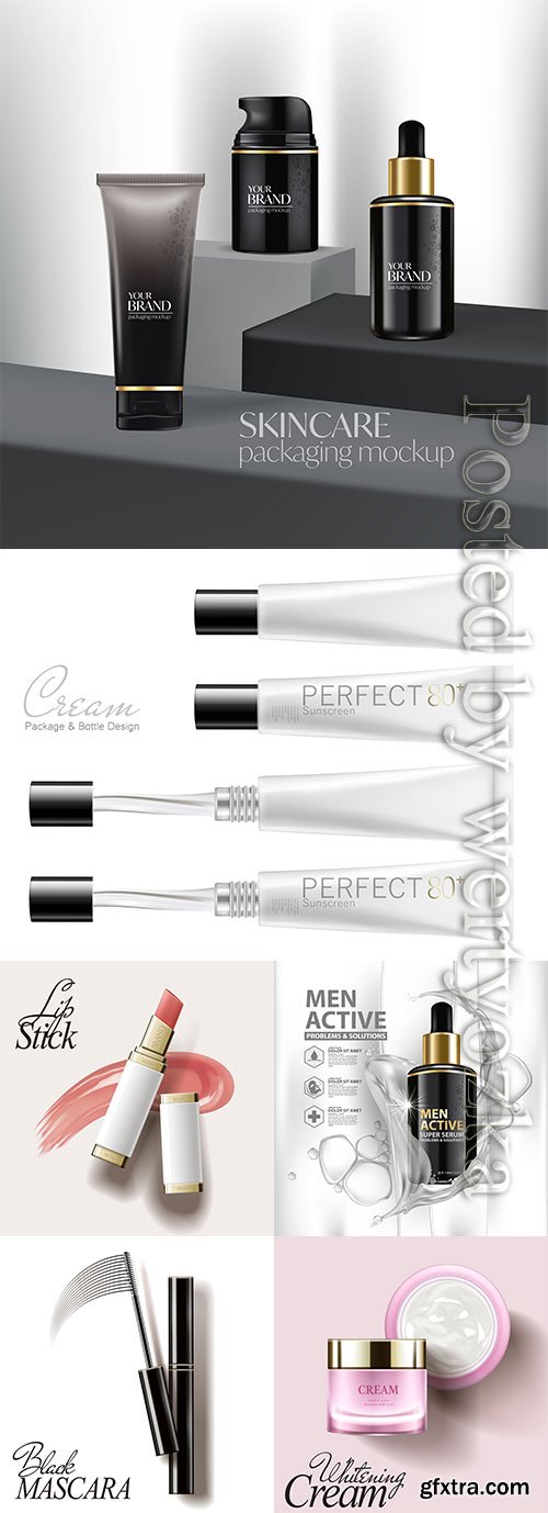 Cosmetic bottle package vector product poster