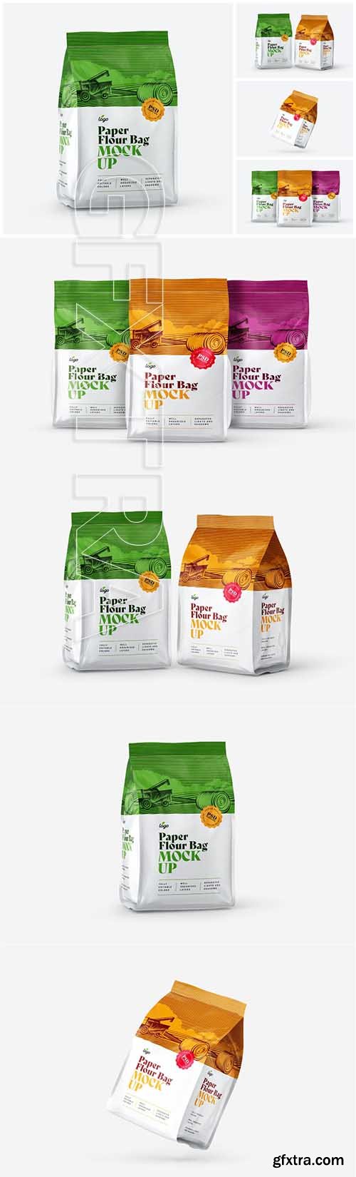 Paper Flour Bag Mockup Set | Pouch