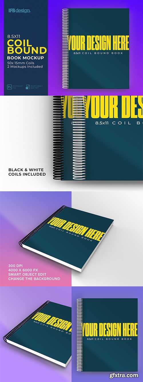 CreativeMarket - 8.5 x 11 Coil Bound Book Mockup 5995929