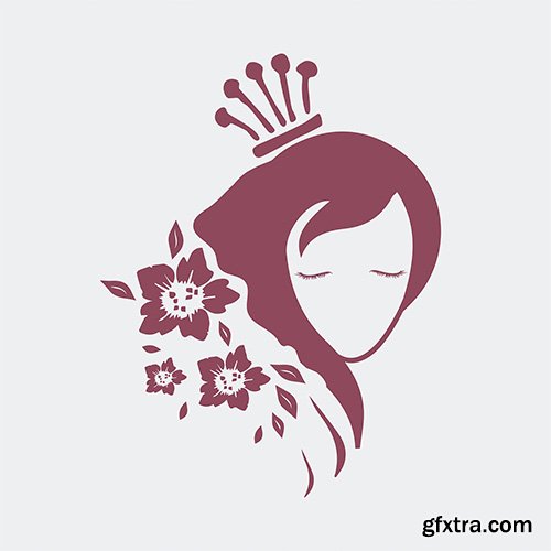 Woman with a crown vector logo