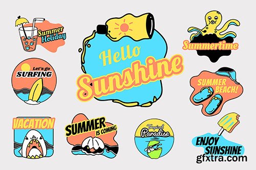 Tropical summer badge collection vectors 