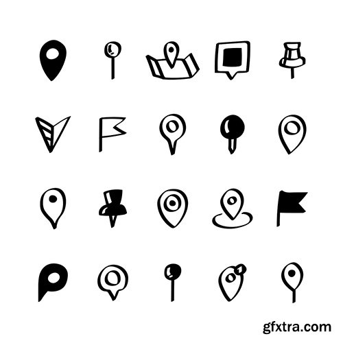 Illustration set of map pin icons 