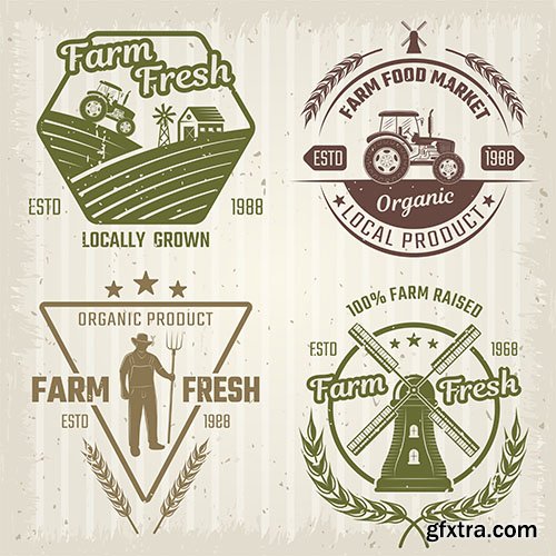 Farm retro style logos