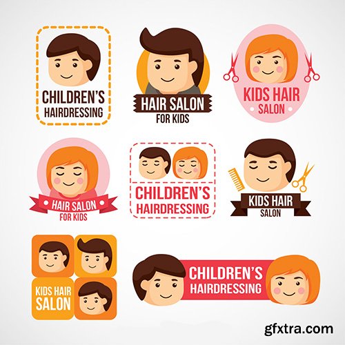 Childrens hairdressing logos