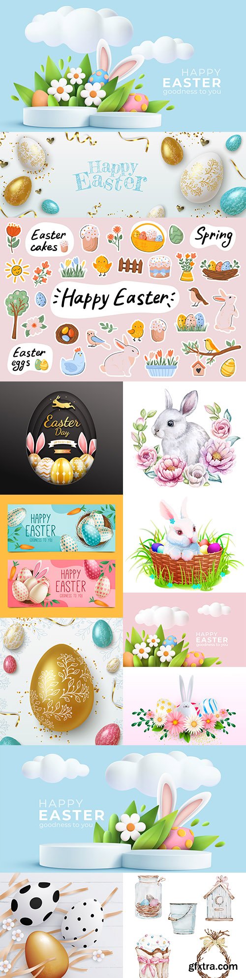 Happy Easter background and design banner with colorful eggs 6
