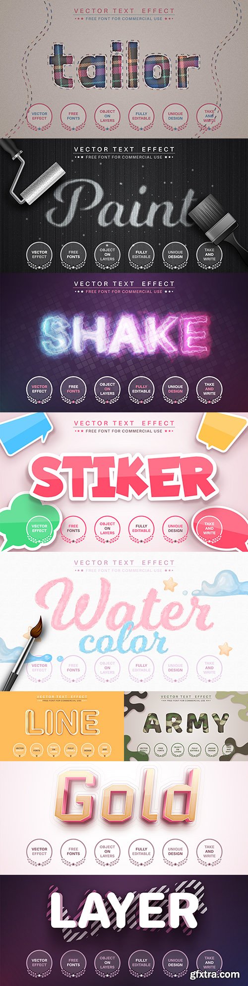 Editable font and 3d effect text design collection illustration 64
