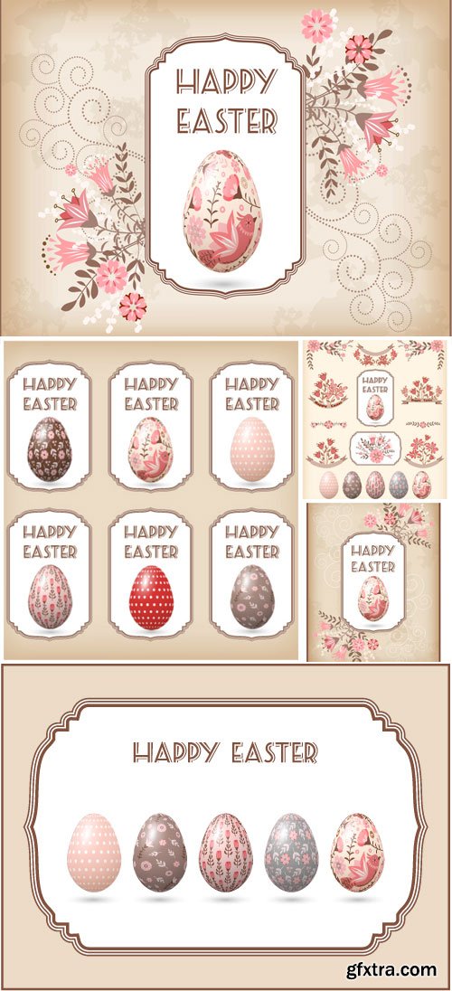 Painted Easter eggs in vector