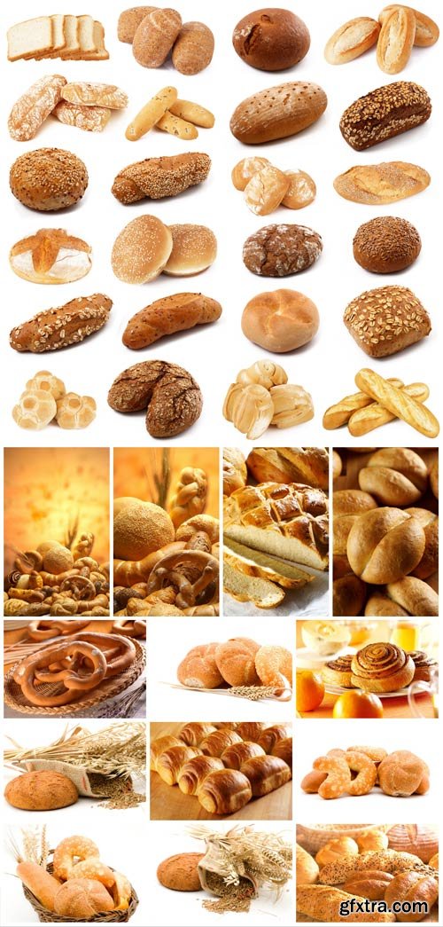 Bread, flour products, baked goods stock photo