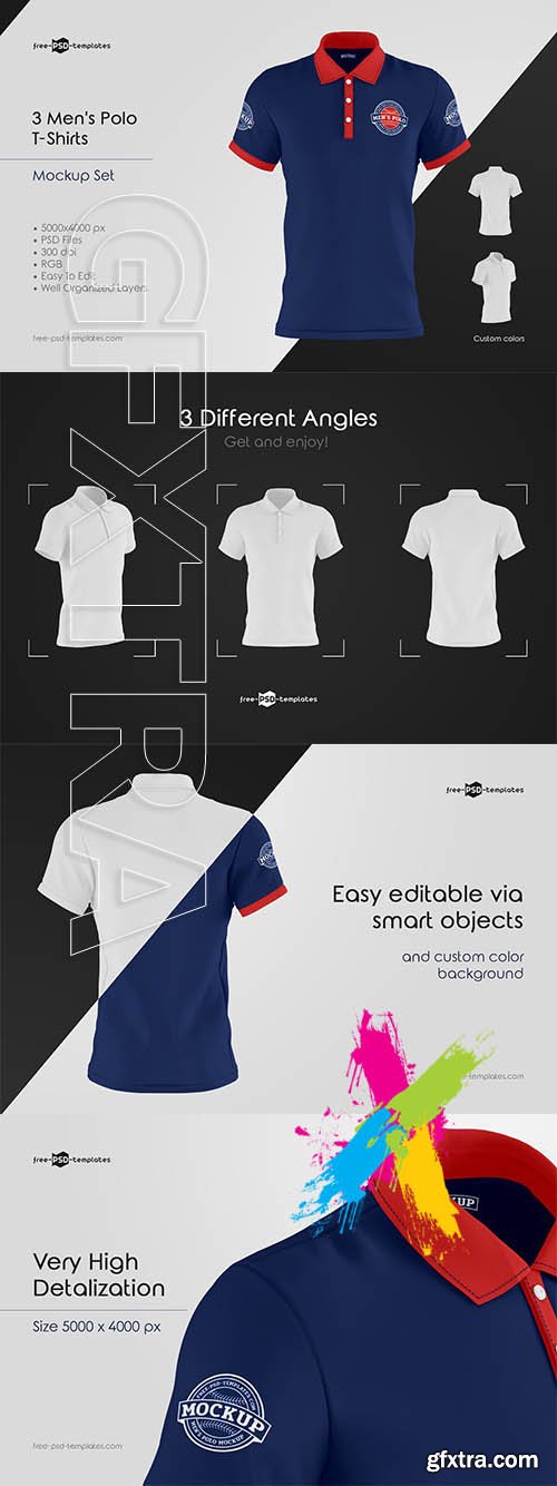 CreativeMarket - Men\'s Polo T-Shirts MockUp Set 5848252