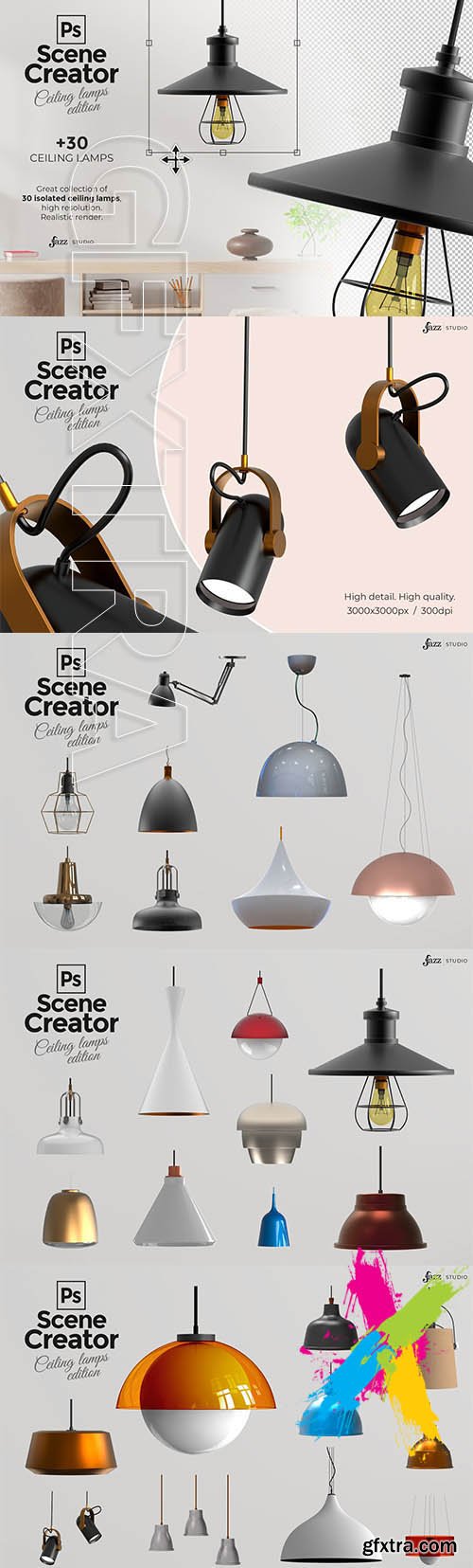 CreativeMarket - 30 PSD isolated ceiling lamps 5869112