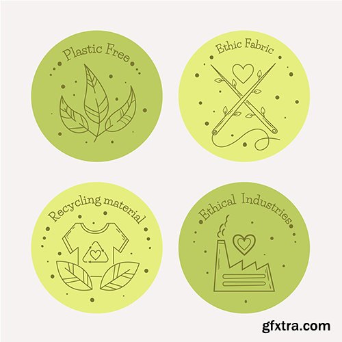 Flat design slow fashion badge set