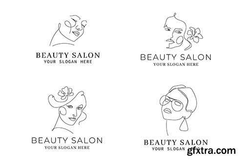 Abstract hand-drawn woman logo template collection 