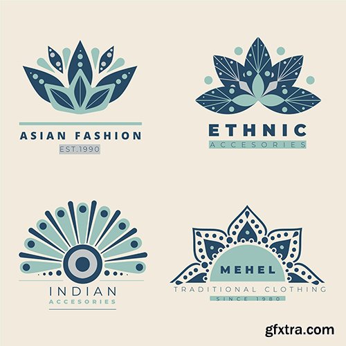 Etnic flat fashion logo set