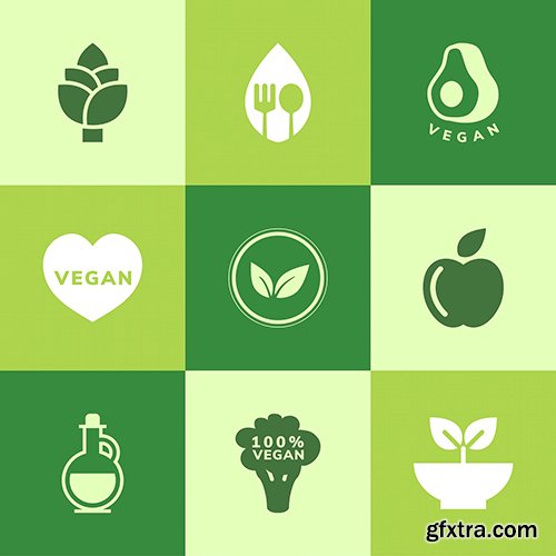 Collection of vegan icon vectors 