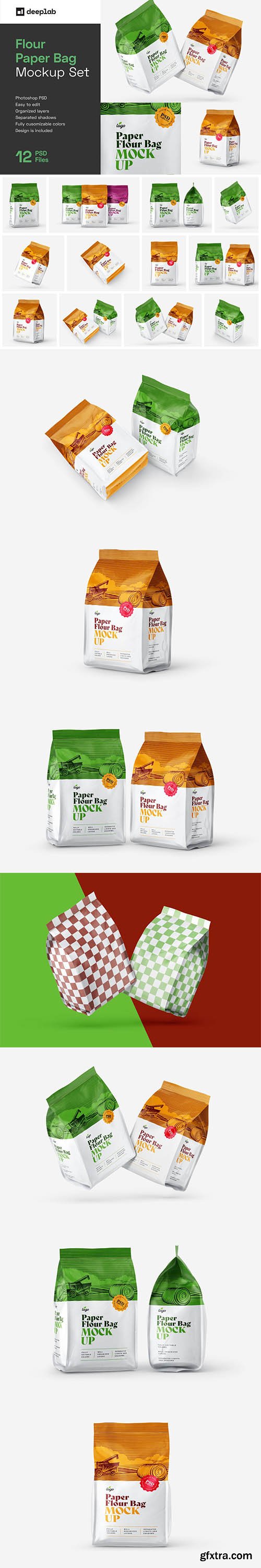 CreativeMarket - Paper Flour Bag Mockup Set | Pouch 6034118