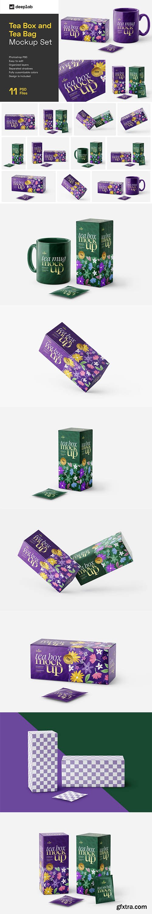 CreativeMarket - Tea Box and Tea Bag Mockup Set 6037096