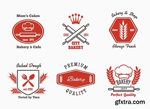 Bakery cafe bistro logo set 