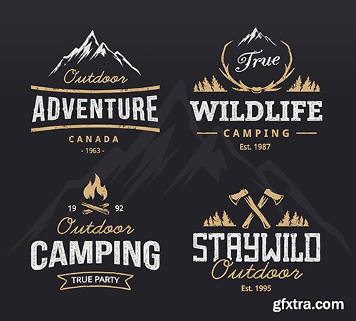 Outdoor retro emblems set