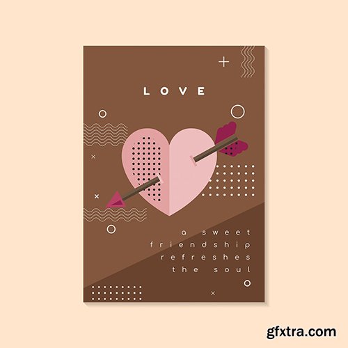 Pastel Valentines day flyer and card vector