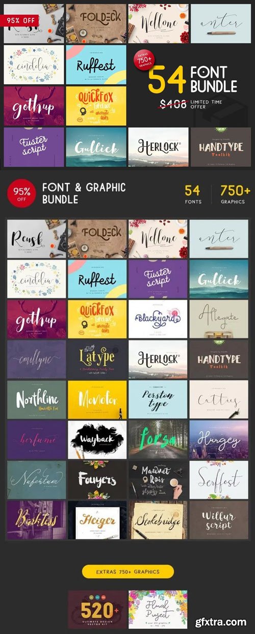 54 Font & 750+ Graphic Bundle