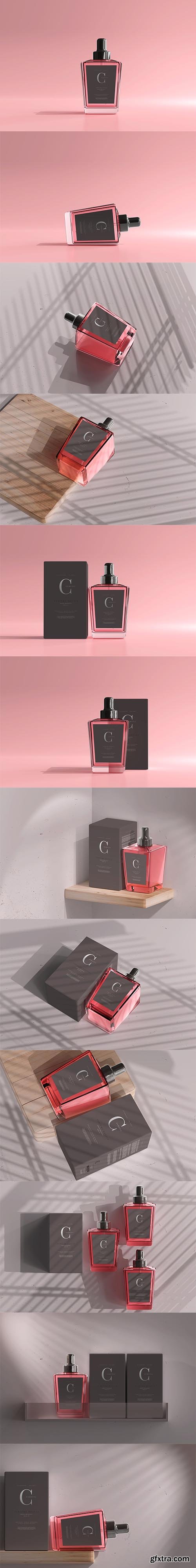 Perfume Bottle with Box Mockup 6056065