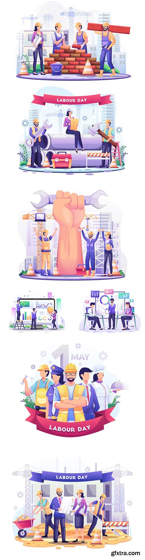 Labor Day 1 May and business analysis concept illustration
