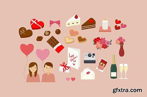 Illustrations of Valentines items
