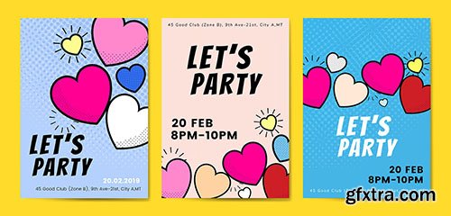 Lets party hearts background vectors 